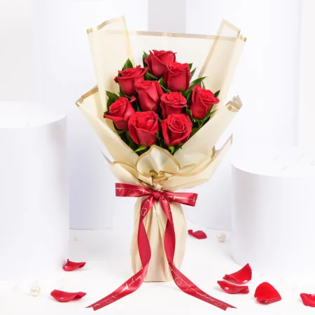 Bouquet de fleurs 9 roses Rabat Maroc