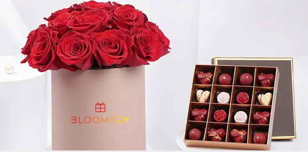 Box fleurs rouge et chocolat Rabat